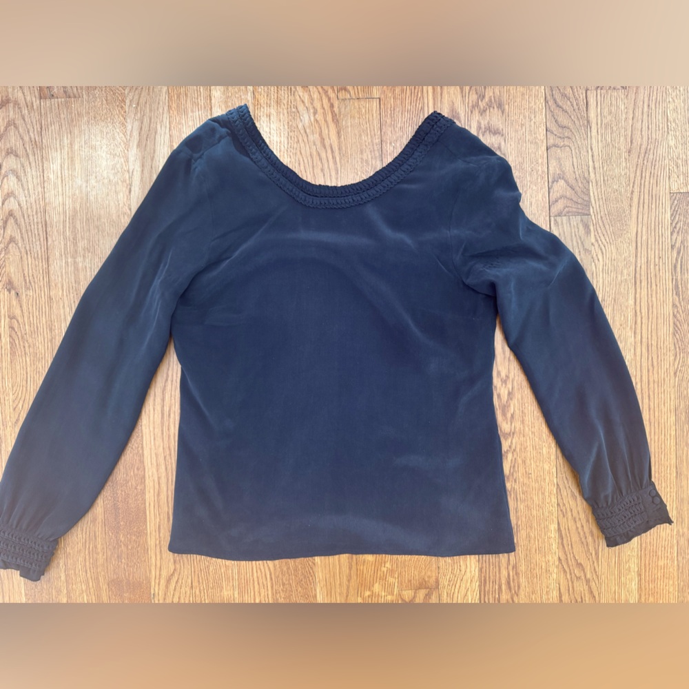 Sezane black silk blouse